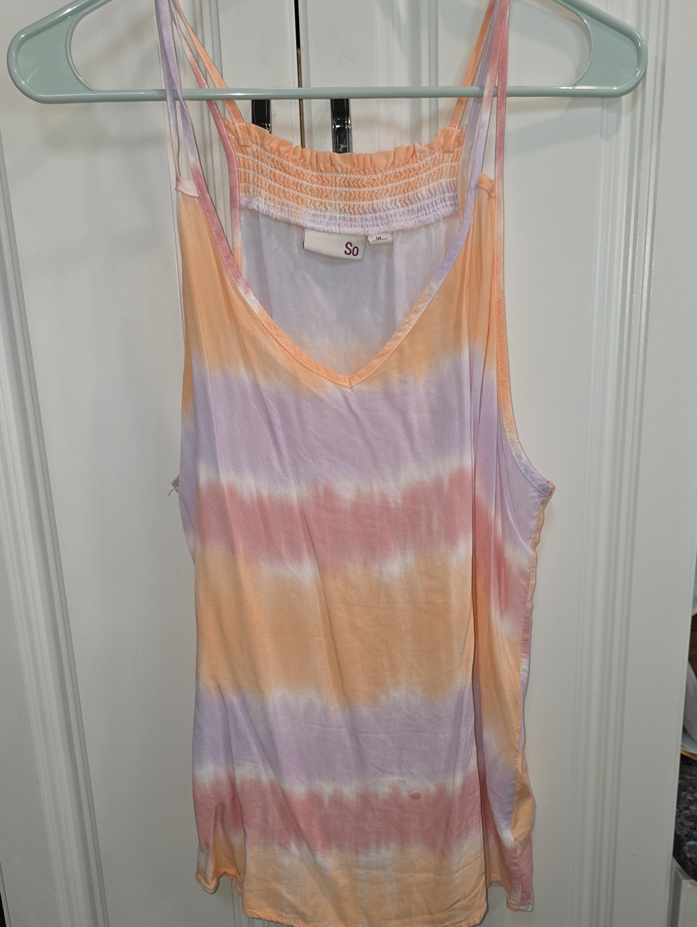 SO Pastel Tie-Dye V-Neck Camisole in Peach, Lavender & Pink